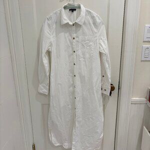 White Odeon Midi Shirt Dress, Universal Standard, Long Sleeve, Size 6-8, EUC